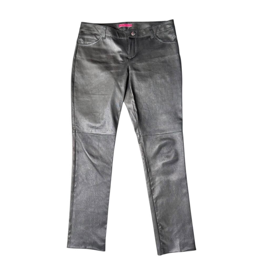 Alice + Olivia Black Leather Pants Low Rise 100% Leather Approx Size 8